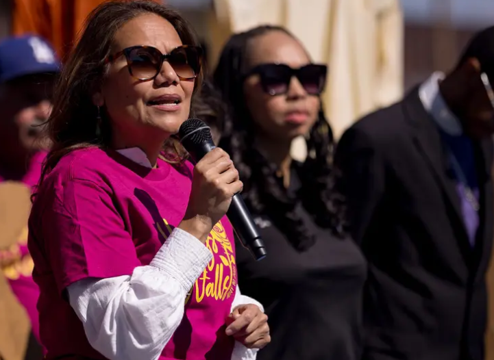 U.S. Rep. Veronica Escobar, D-El Paso, speaks during Madres de la Frontera: Love Without Borders, a peaceful protest denouncing separation and honoring unity, on Saturday, May 10, 2025