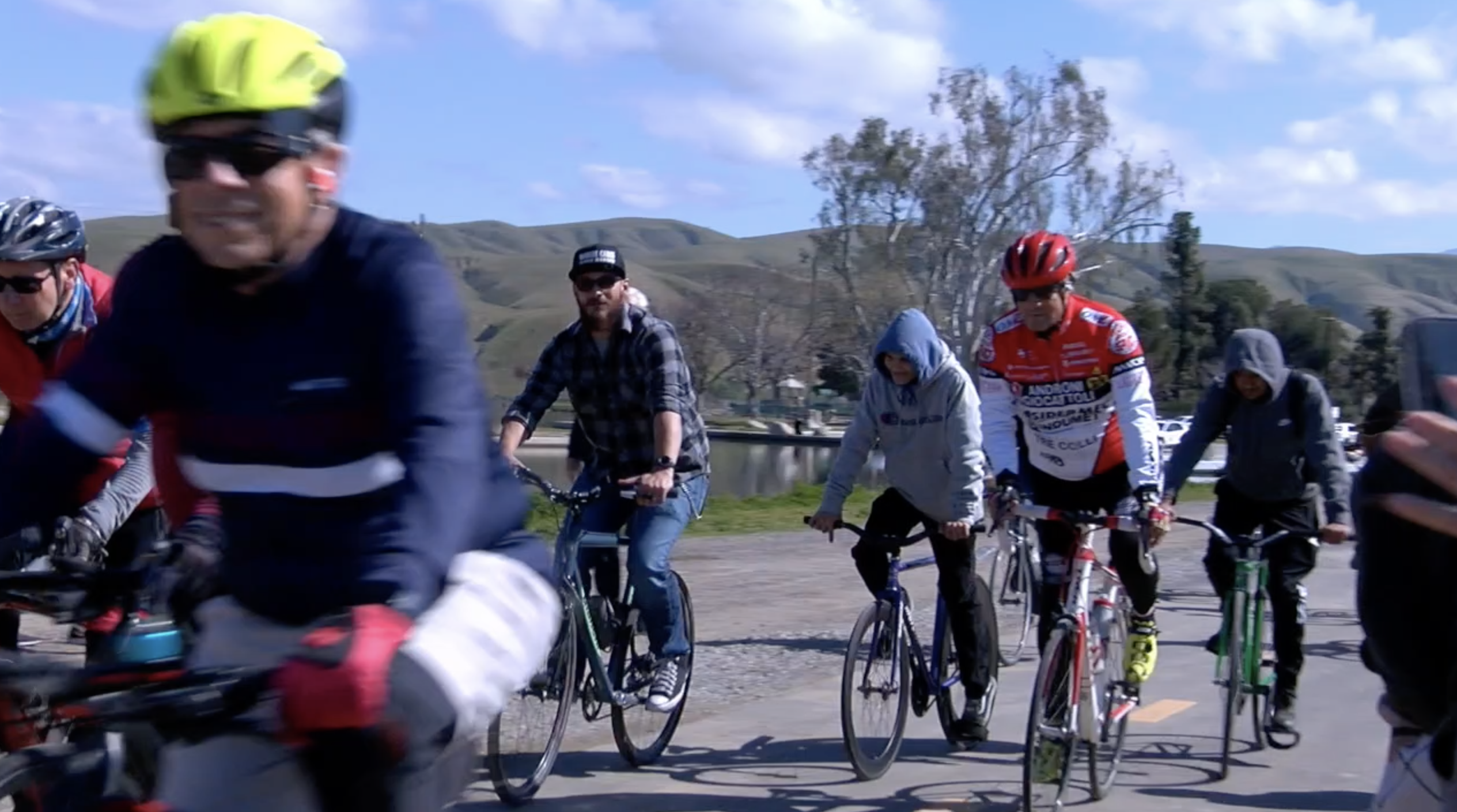 cyclists at lake ming trail grand opening