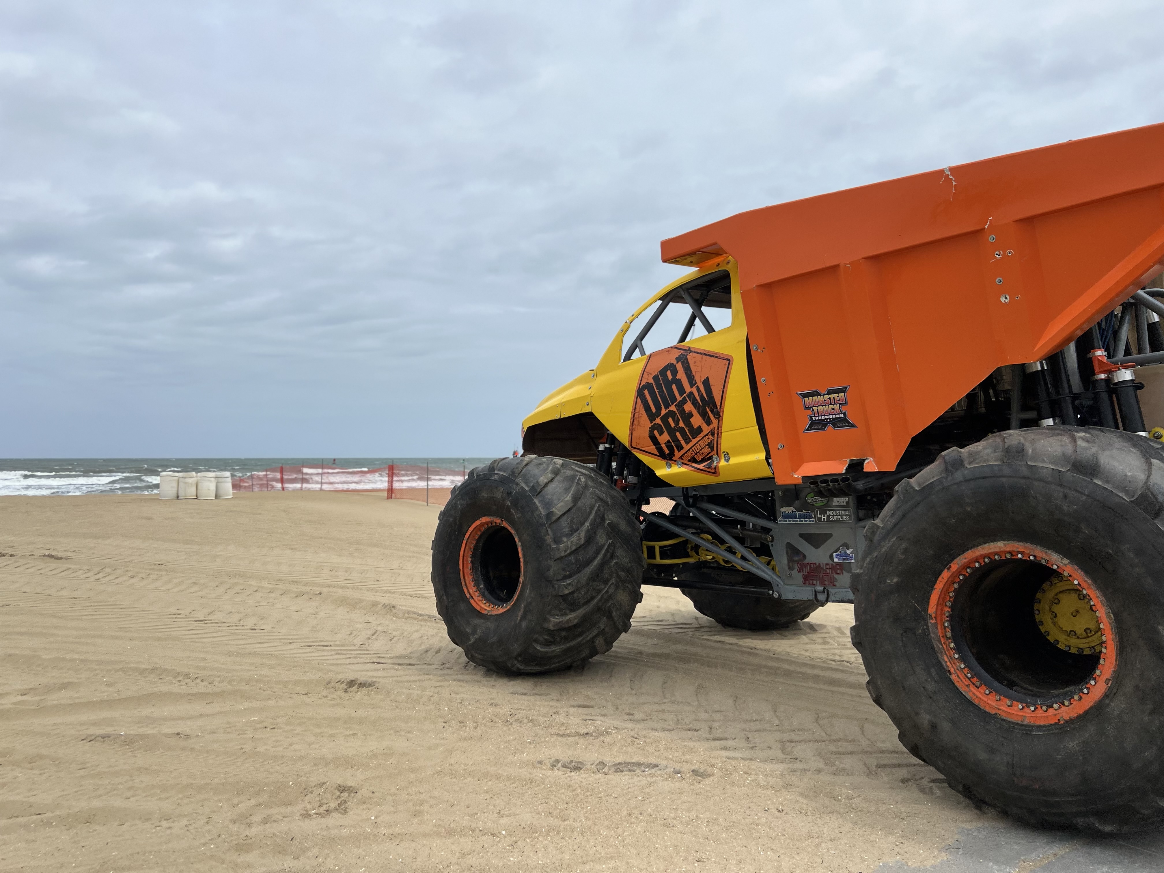 monster trucks on the beach