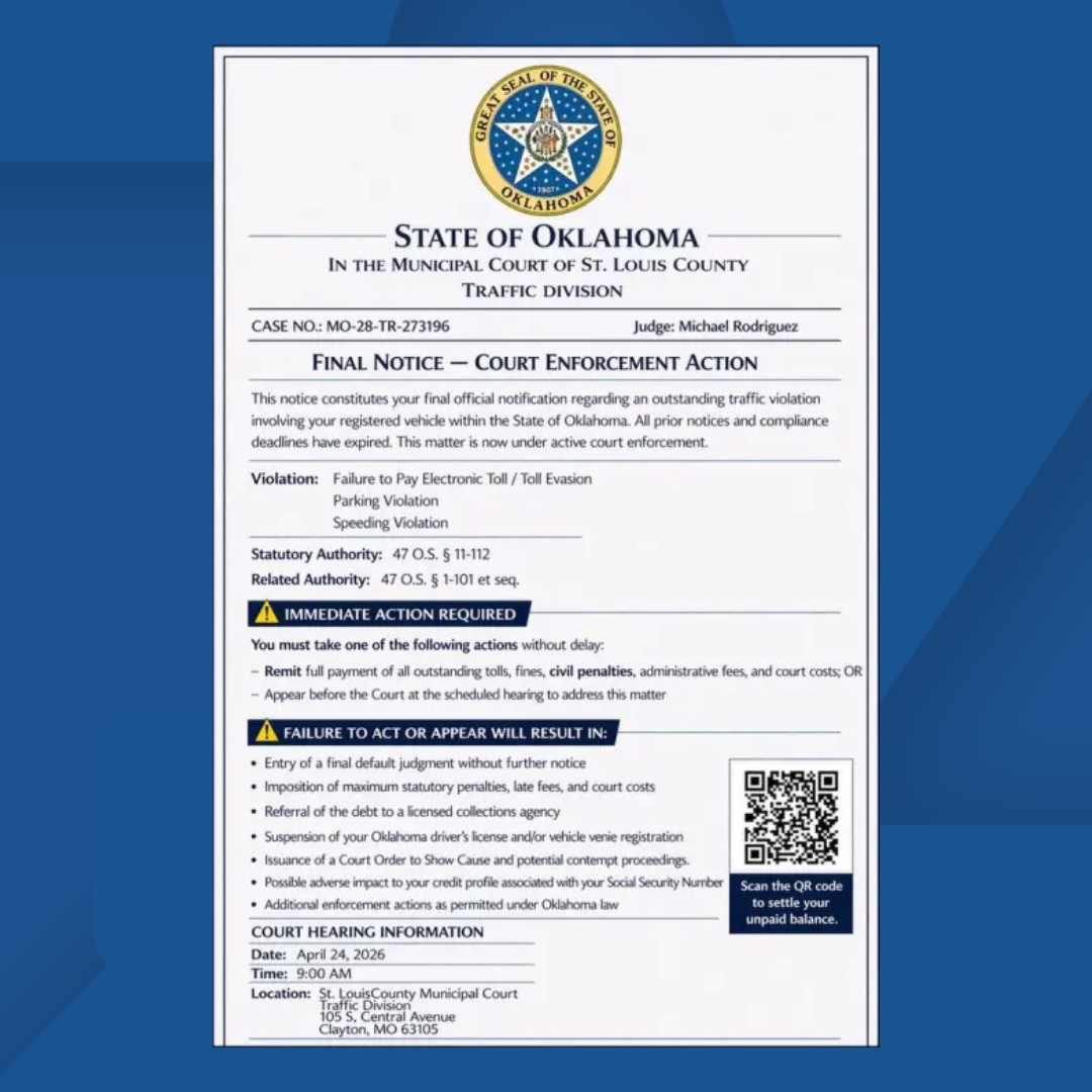 Oklahoma Toll Scams