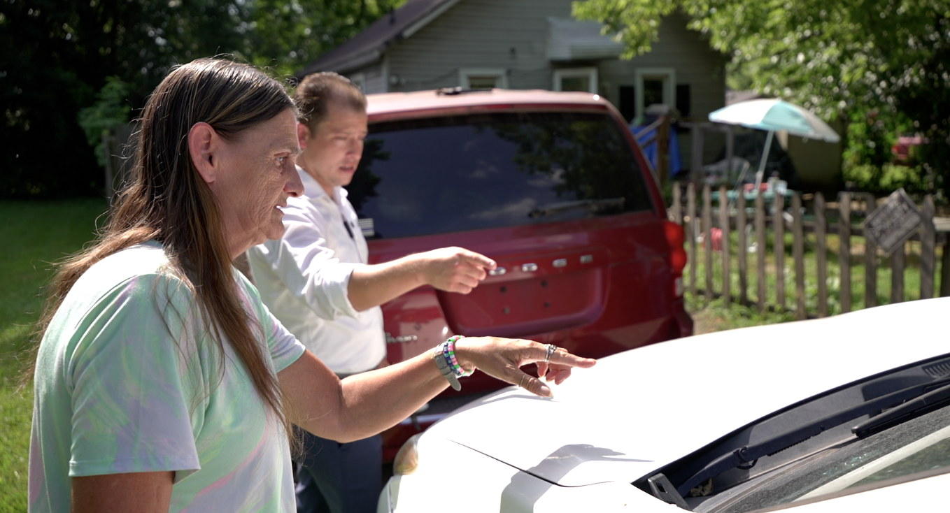 Donna Ballinger shows us particulates on her car near Cleveland Cliffs