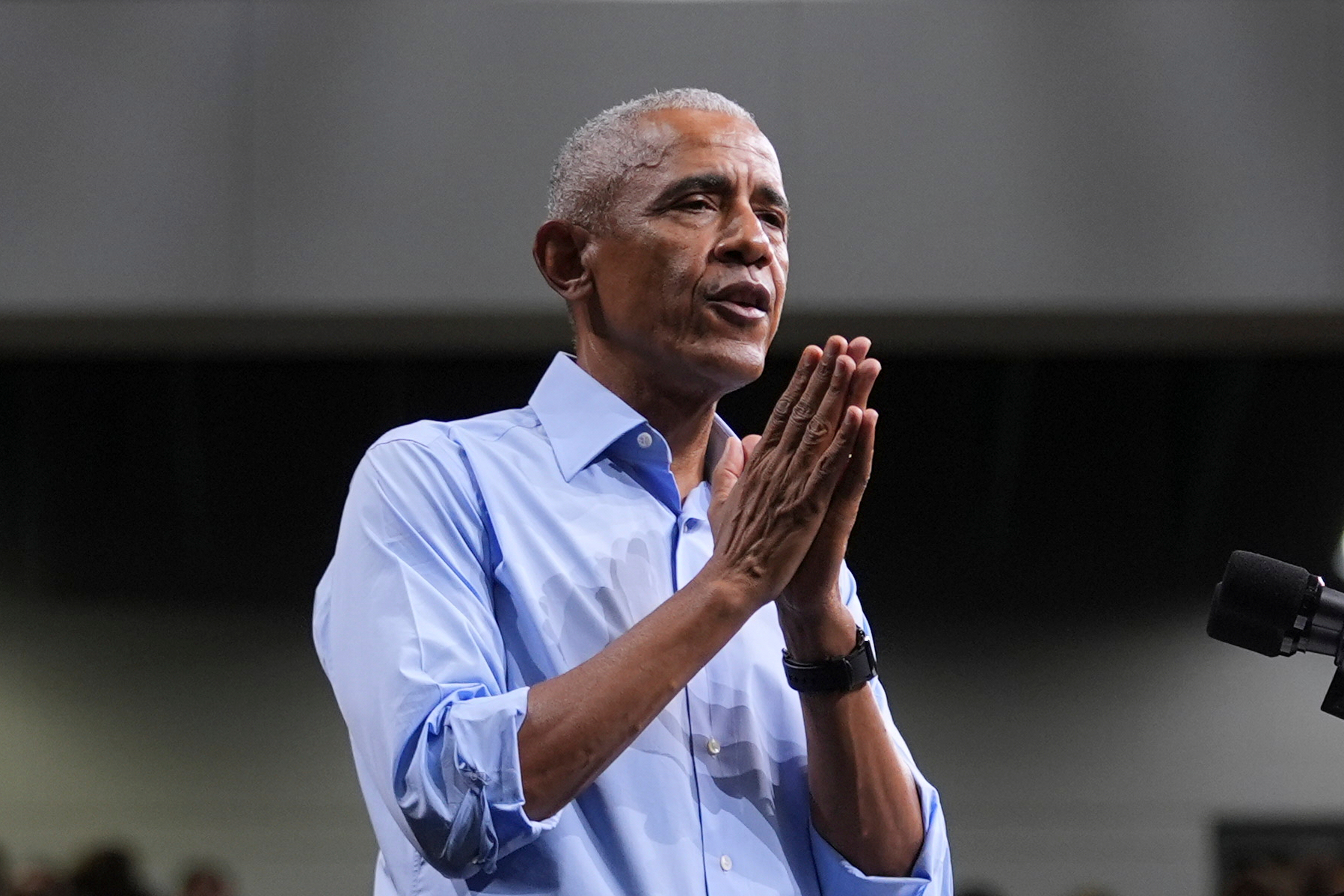 Former President Barack Obama speaks during a campaign event at Cass Technical High School Saturday, Oct. 24, 2026, in Detroit. 