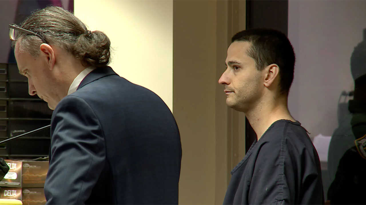 Sterling Maloney appears in a Palm Beach County courtroom on Aug. 1, 2025.