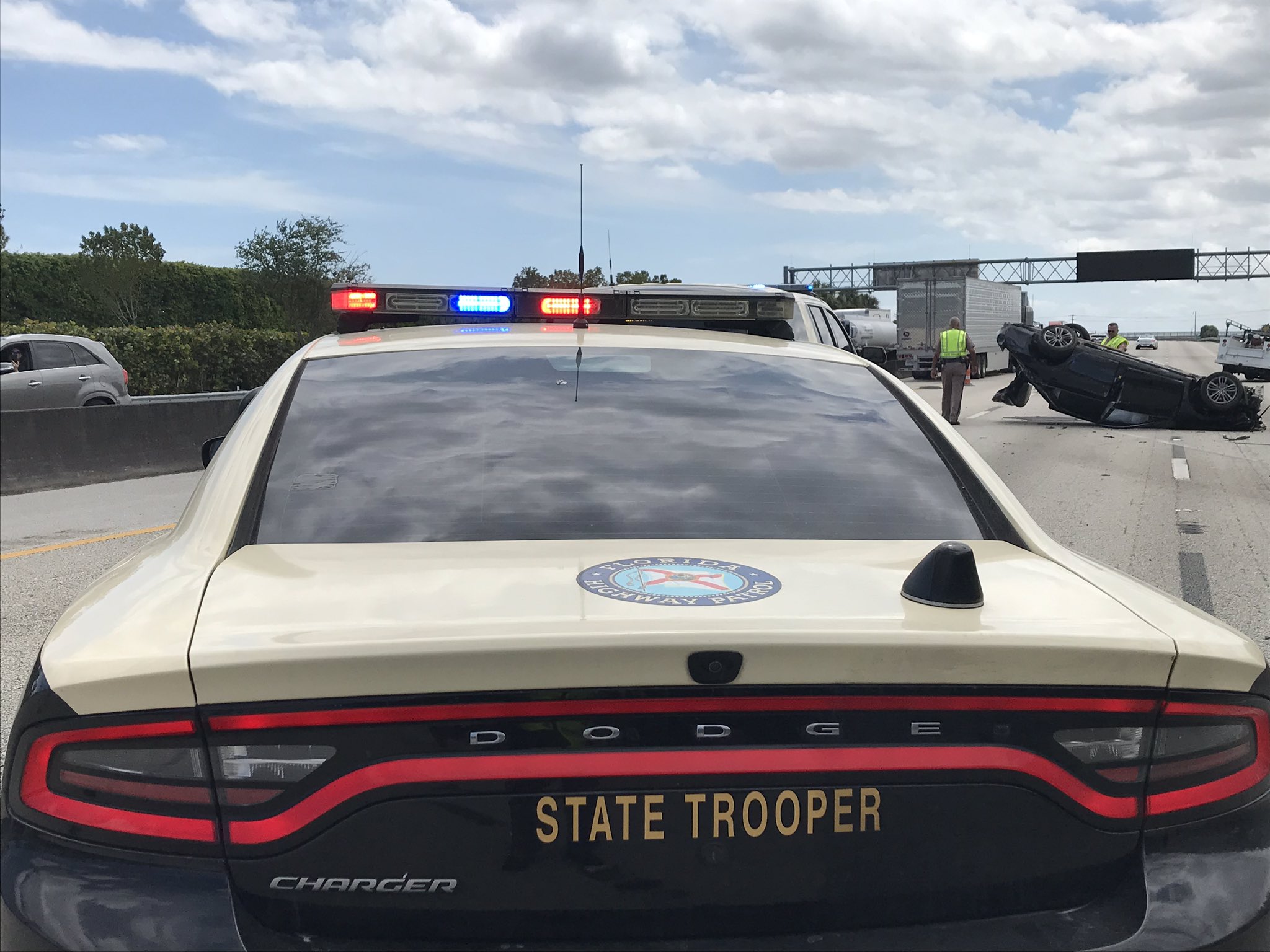 FHP cruiser at scene of fatal crash on Florida's Turnpike, April 6, 2021