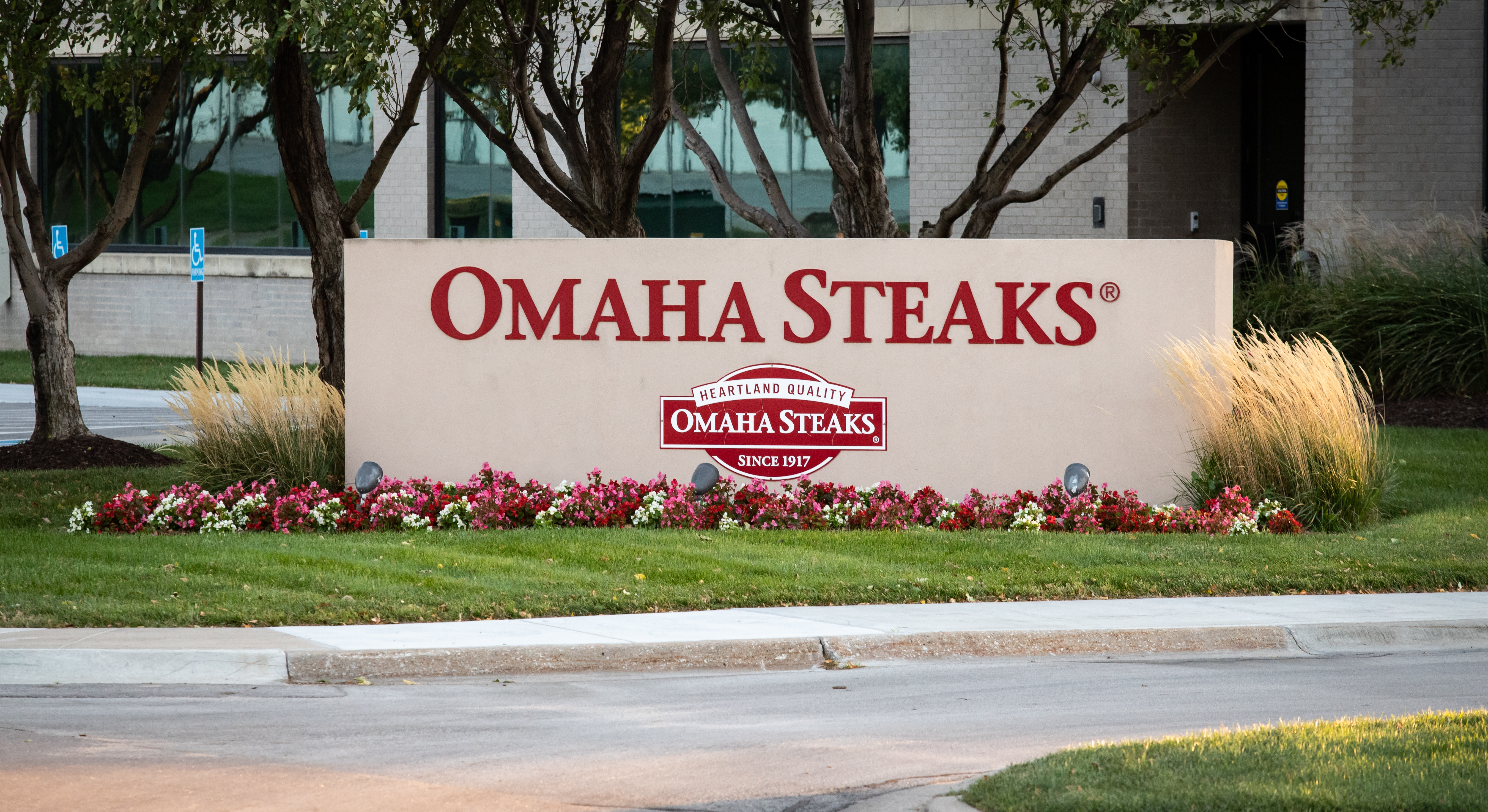 Omaha Steaks building from street level