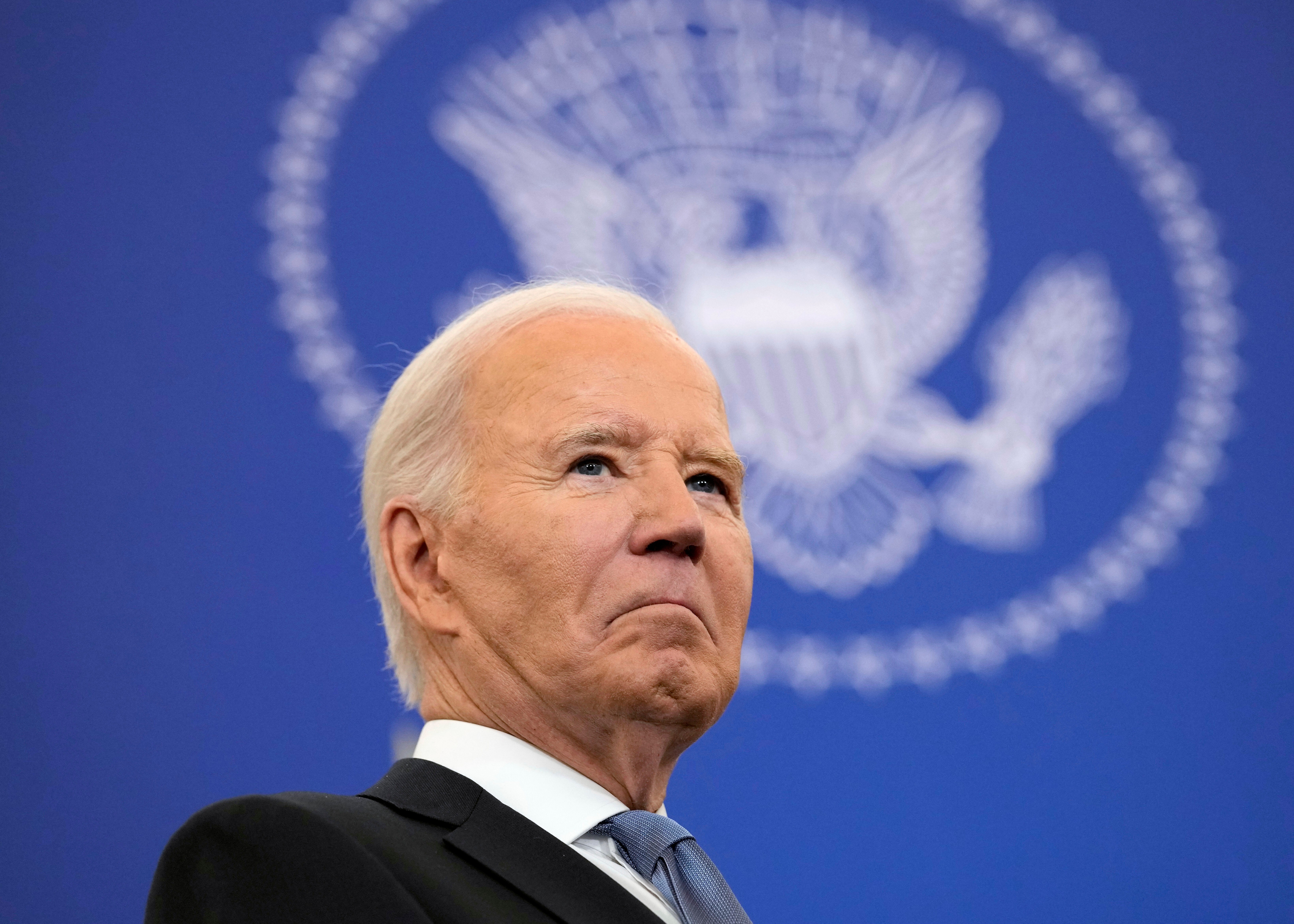 FILE - President Joe Biden waits to speak about foreign policy at the State Department in Washington, Jan. 13, 2025.