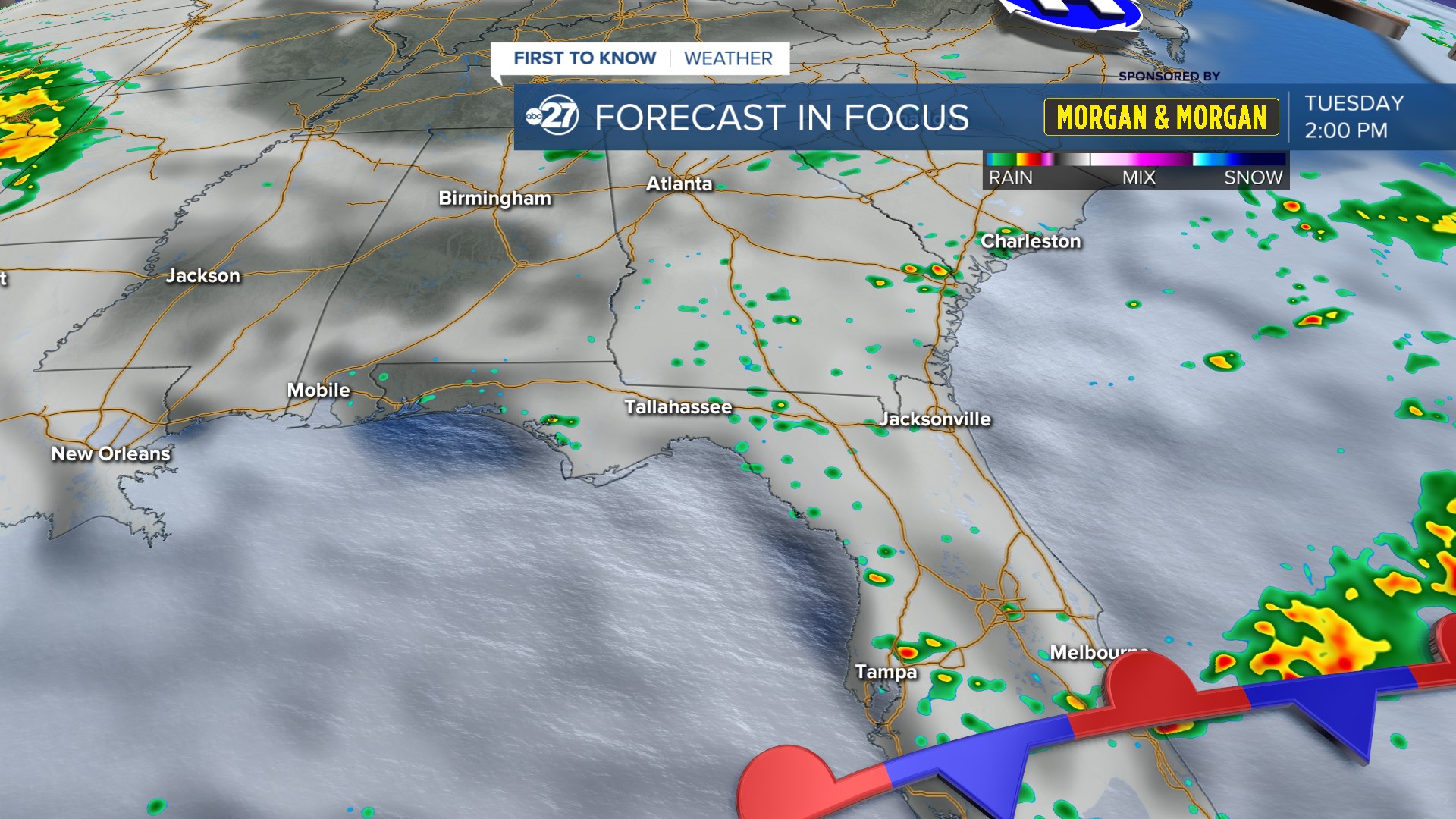 Isolated showers around Tuesday afternoon
