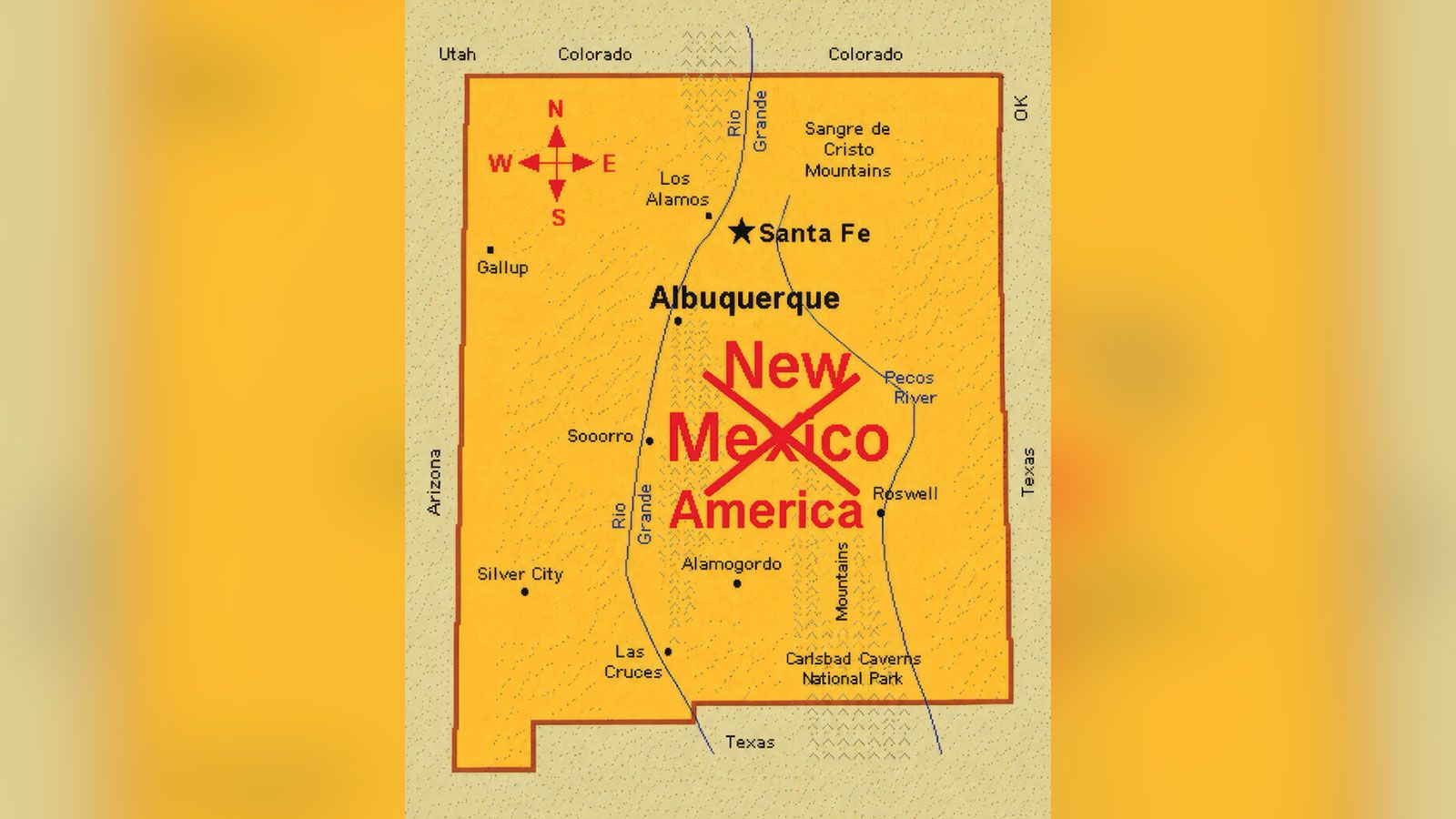 The map posted by Donald Trump on Truth Social that renames New Mexico as ‘New America’.