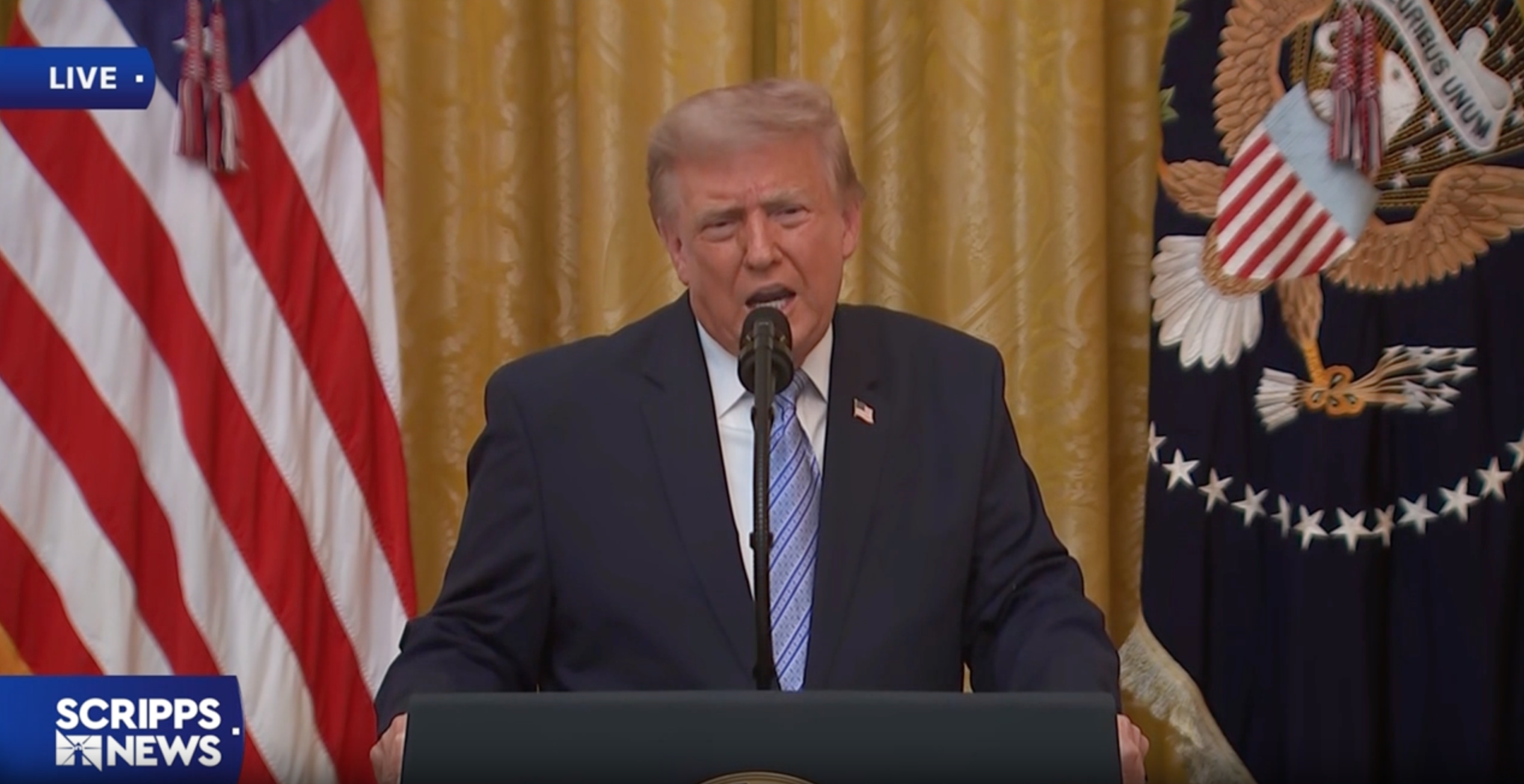 President Donald Trump delivers address