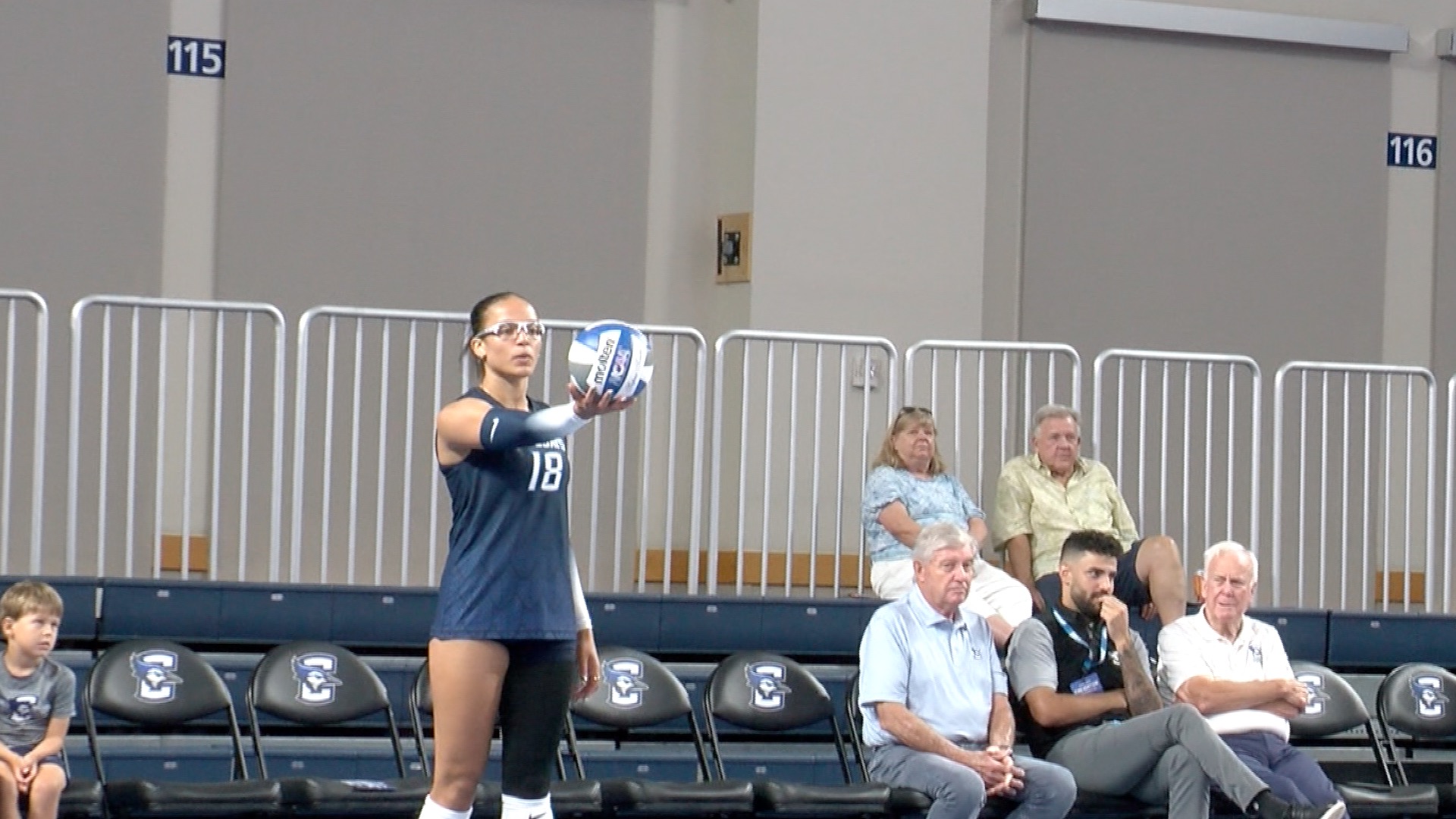 Destiny Ndam-Simpson prepares to serve in Creighton's 2025 Blue vs. White scrimmage
