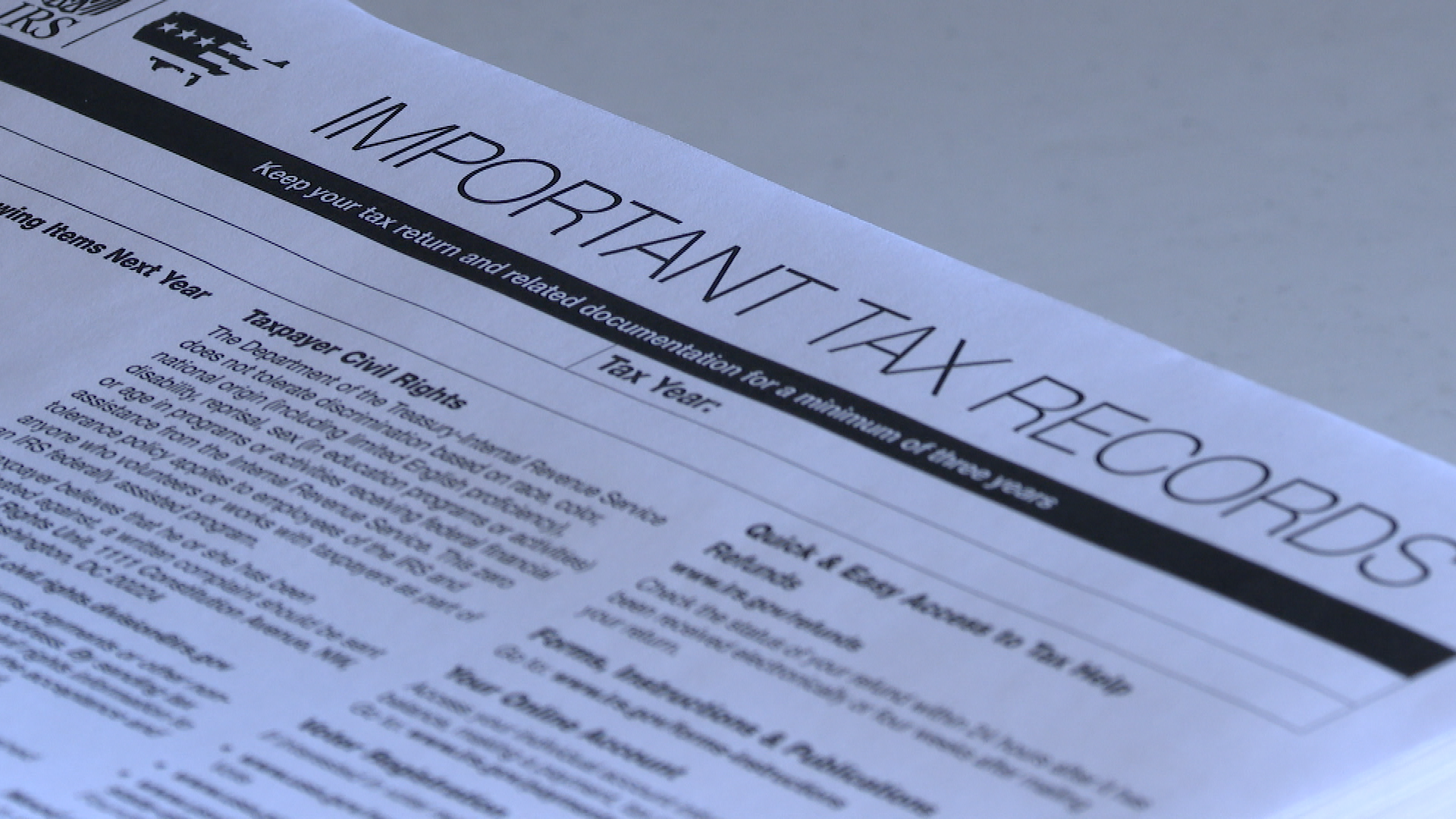 A form of required tax documents