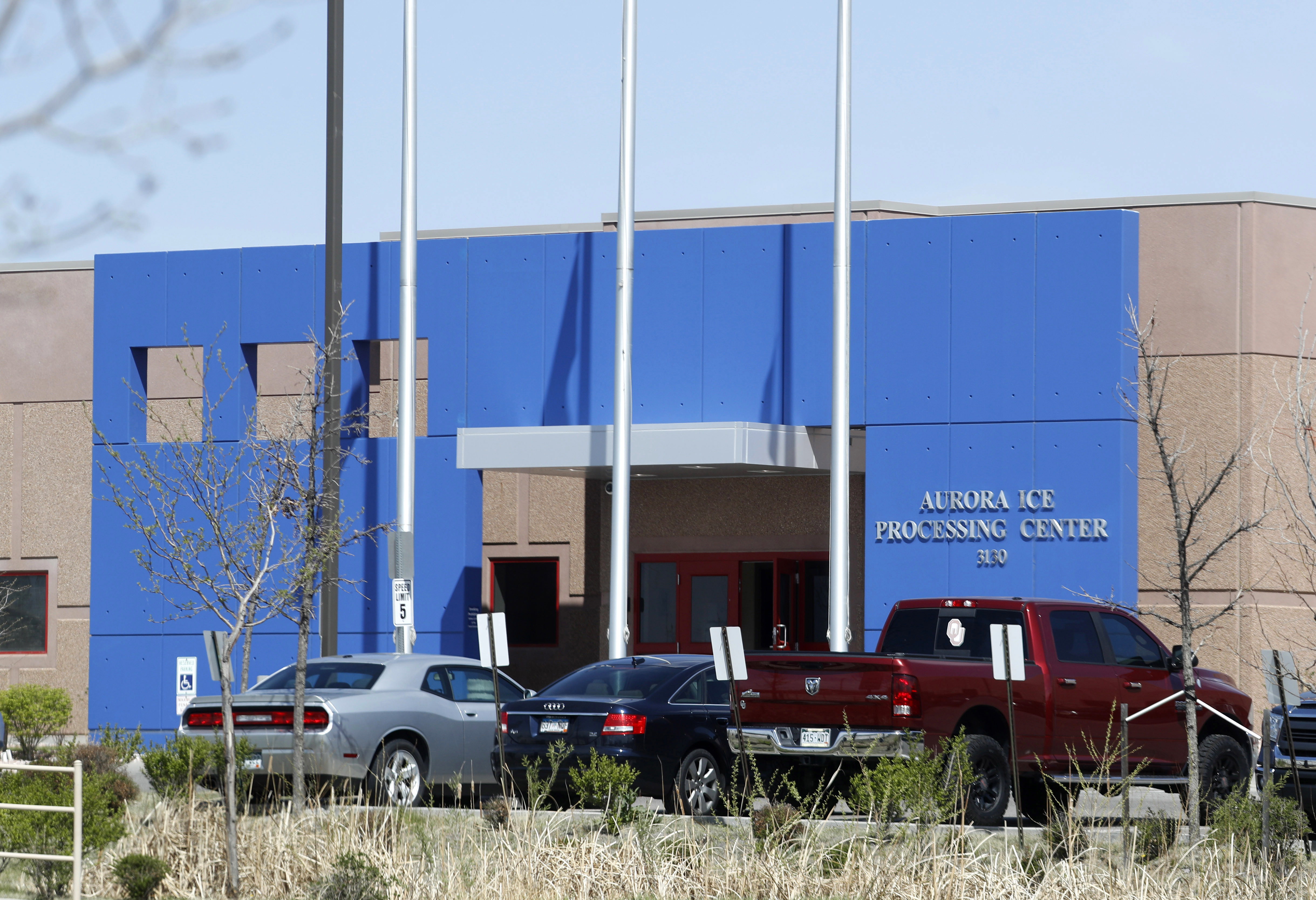 ICE detention center entrance in Aurora
