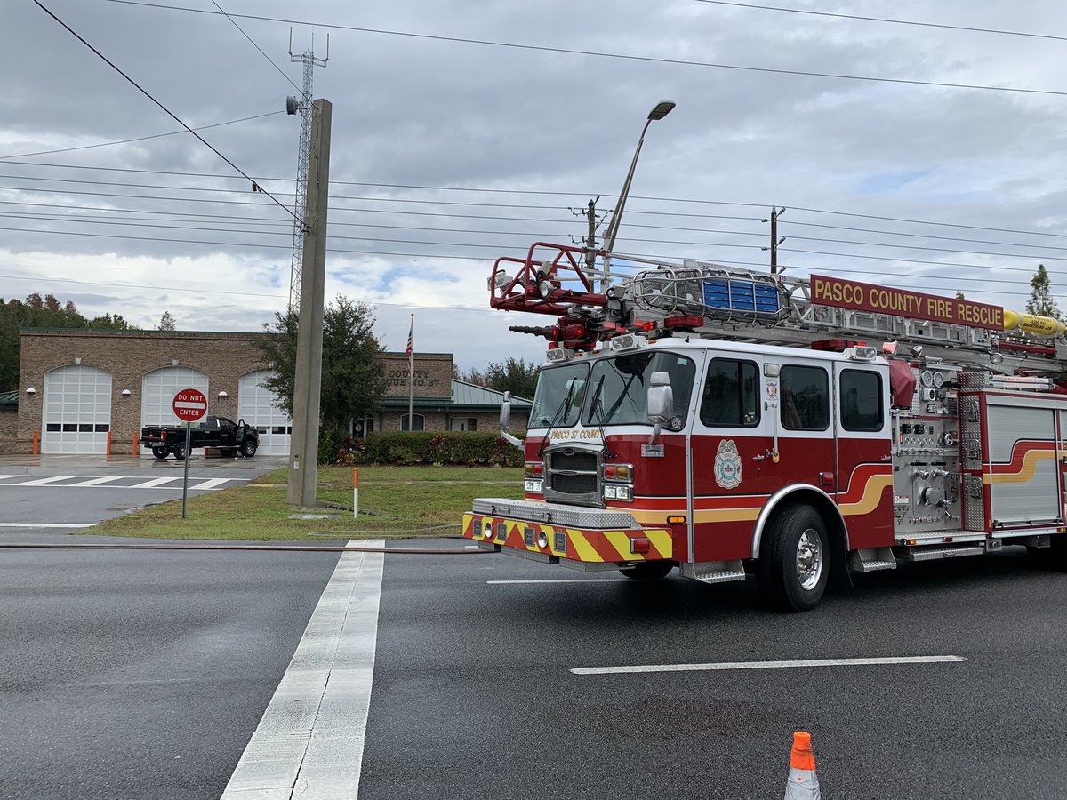 Truck hits fire station in Pasco County