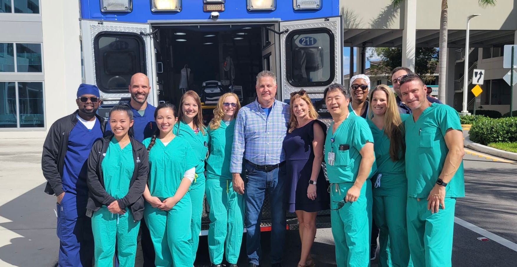 Melissa Stagg, along with her husband, David, was reunited with medical personnel at Memorial Regional Hospital in Hollywood on Feb. 22, 2023, after a life-threatening case of coronavirus.