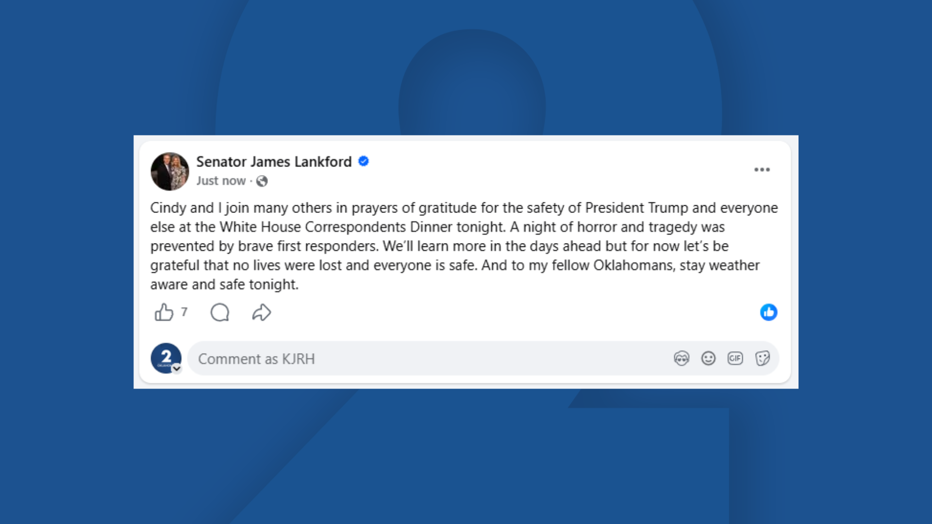 Oklahoma leaders respond after shots fired at White House Correspondents' Dinner