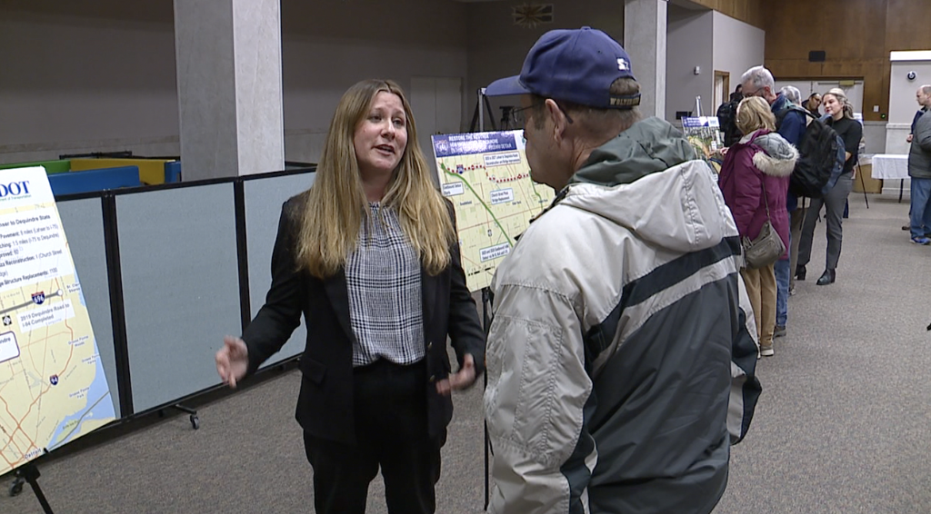 MDOT design project manager Kim Colburn speaking to residents at the informational session