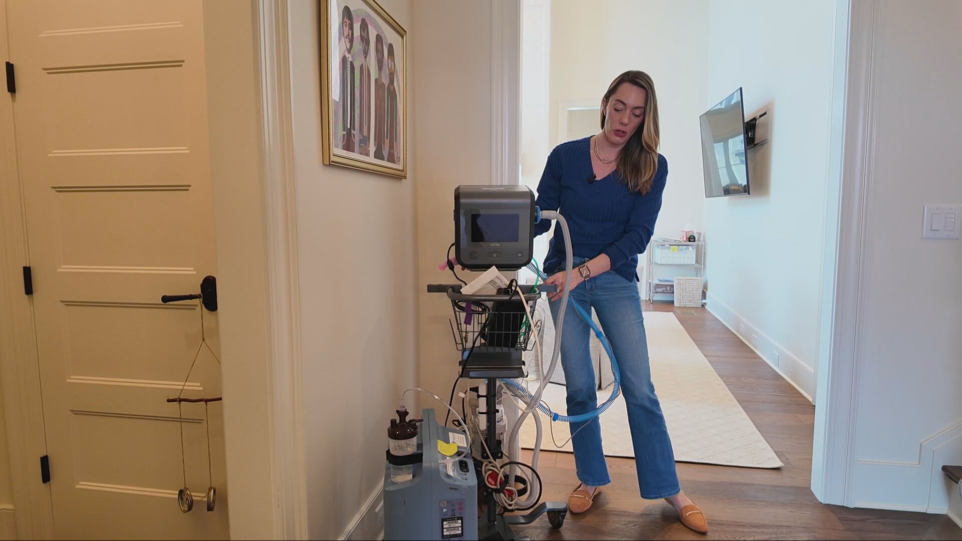 Elisa Hill with daughter's equipment 