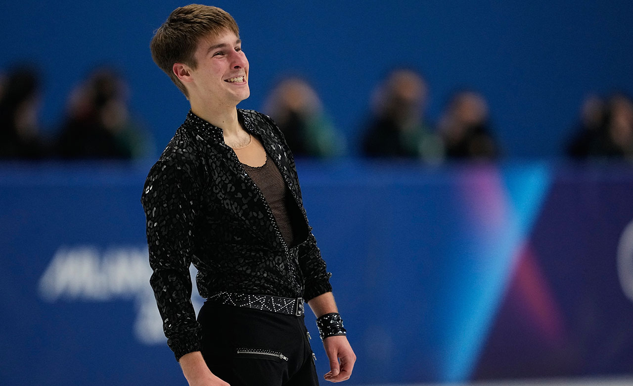 Andrew Torgashev of the United States competes during the men's figure skating short program at the 2026 Winter Olympics, in Milan, Italy, Tuesday, Feb. 10, 2026. 