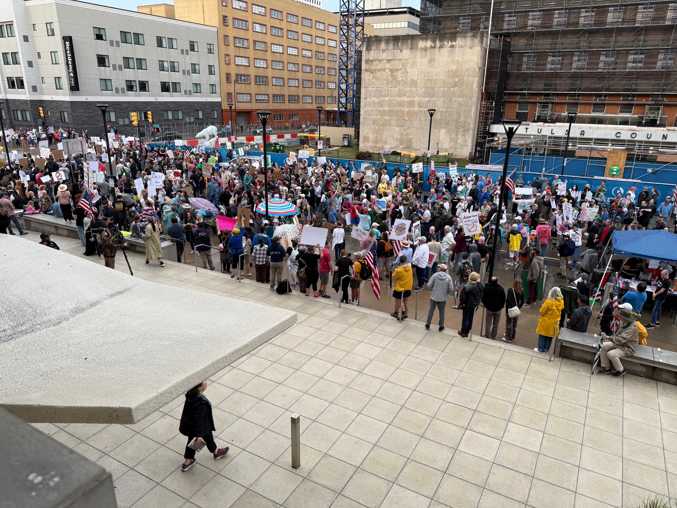 Protesters gather at "No Kings" demonstrations across Tulsa