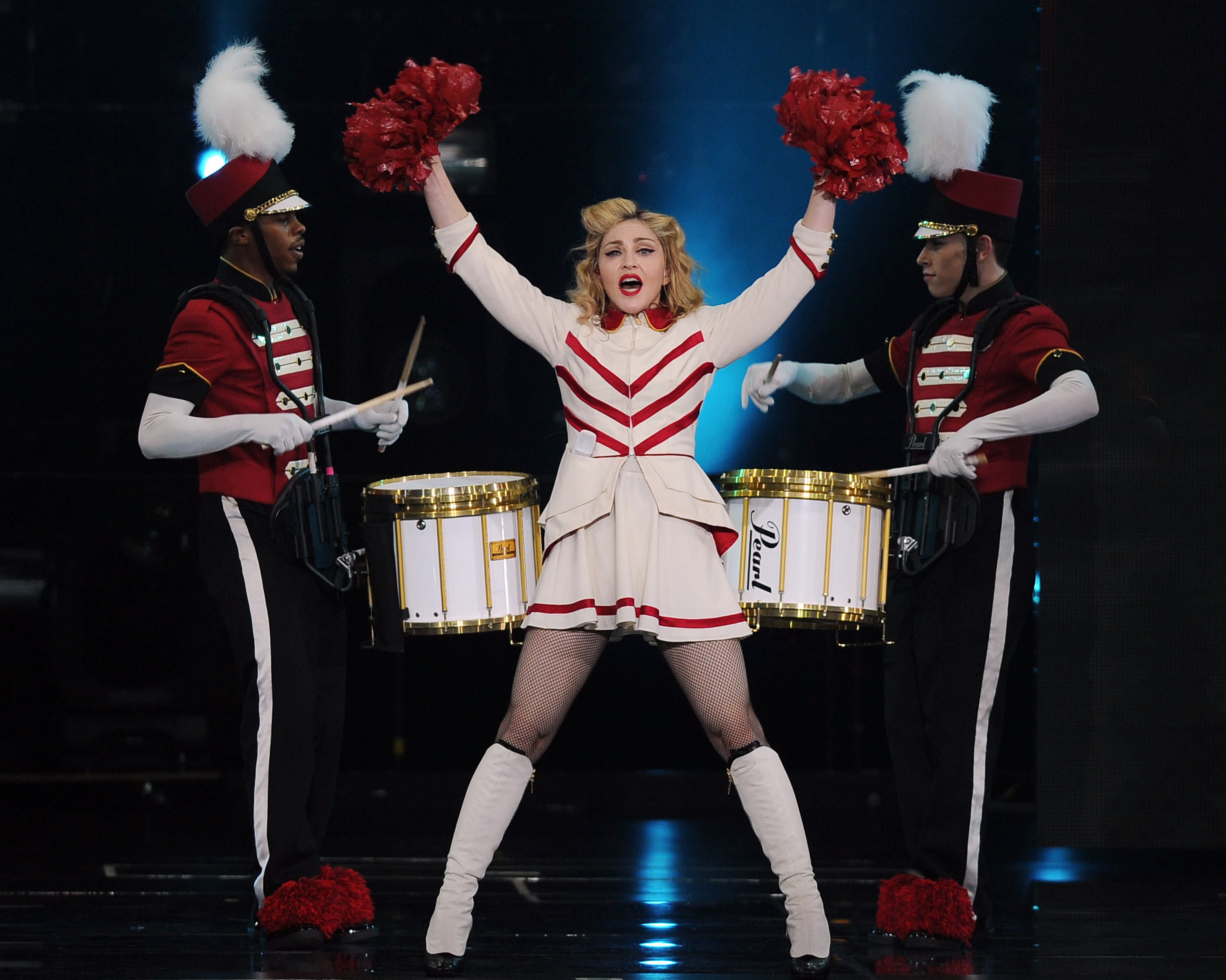 Madonna waves pom-poms during 2012 performance at AmericanAirlines Arena in Miami