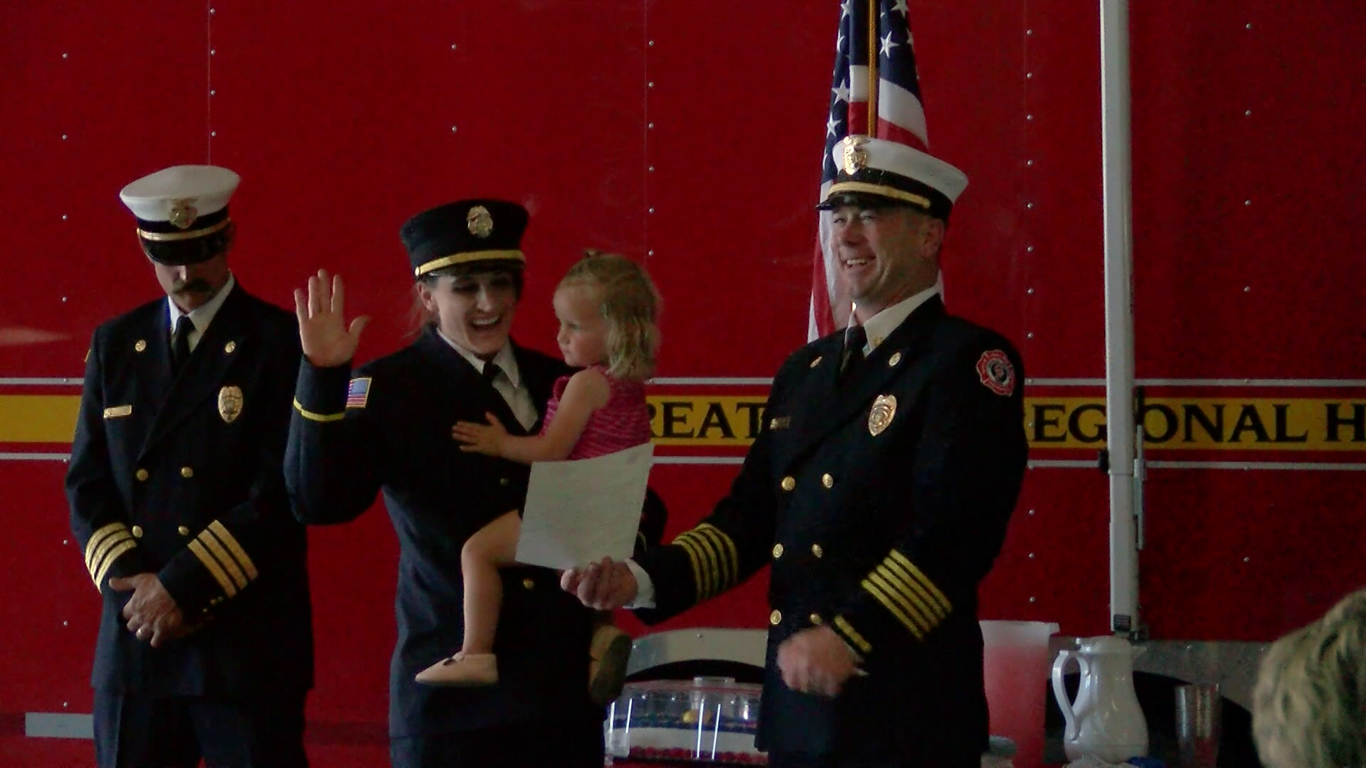 Maren Reilly took the oath of office on Tuesday and became the first female fire officer at Great Falls Fire Rescue