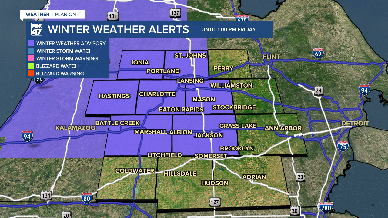 Winter Weather Advisory extended into portions of our neighborhoods through 1 PM Friday
