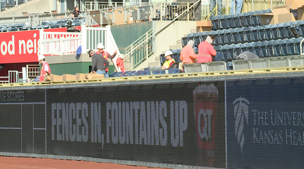 Kauffman Stadium outfield walls moved in and lowered to help the Royals hit more home runs this year