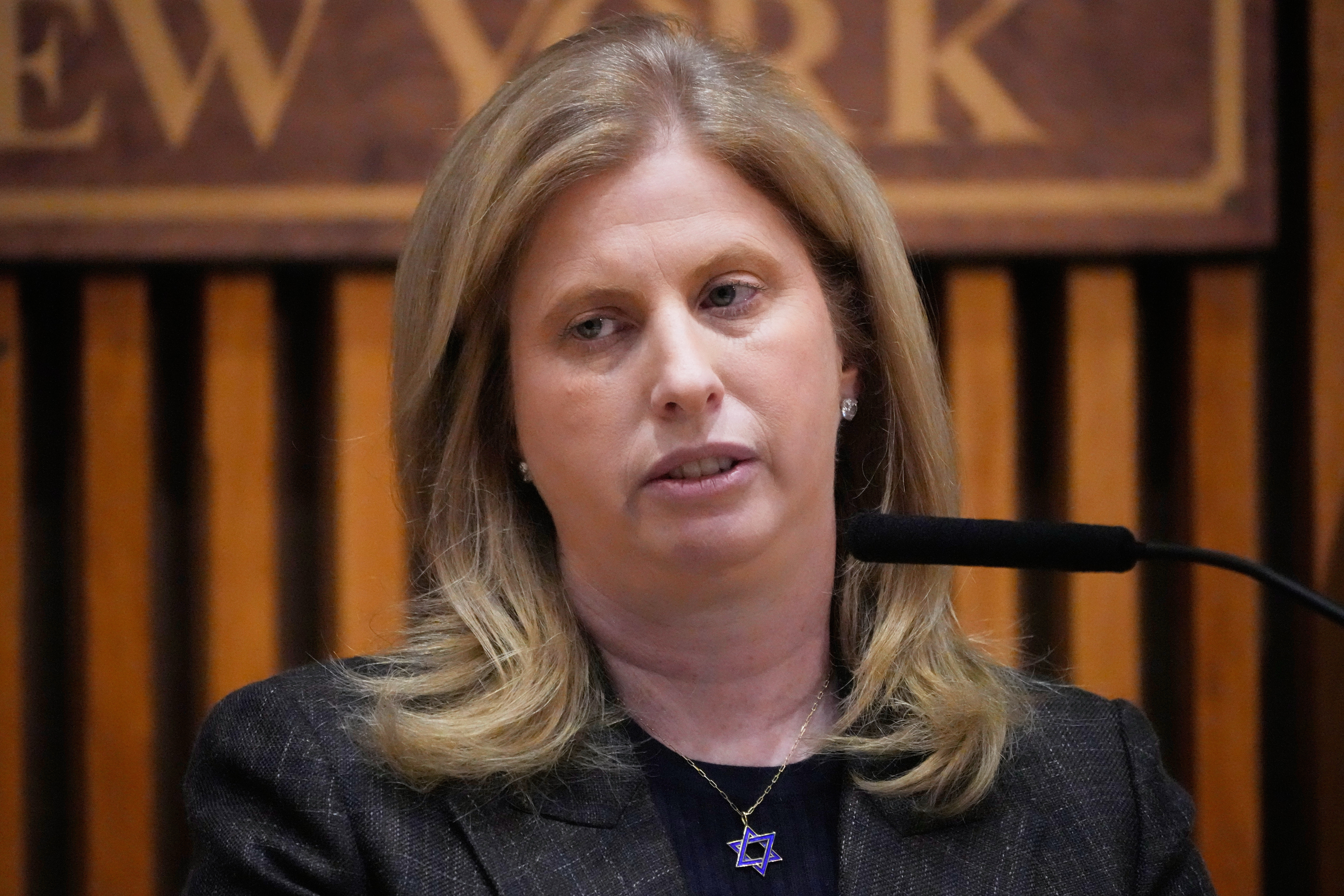 FILE - New York Police Commissioner Jessica Tisch speaks during a news conference in New York.