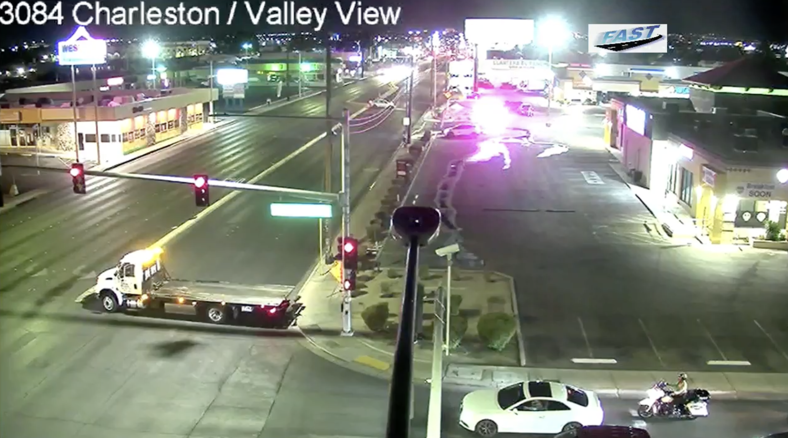 Crash blocks lanes on Charleston and Valley View