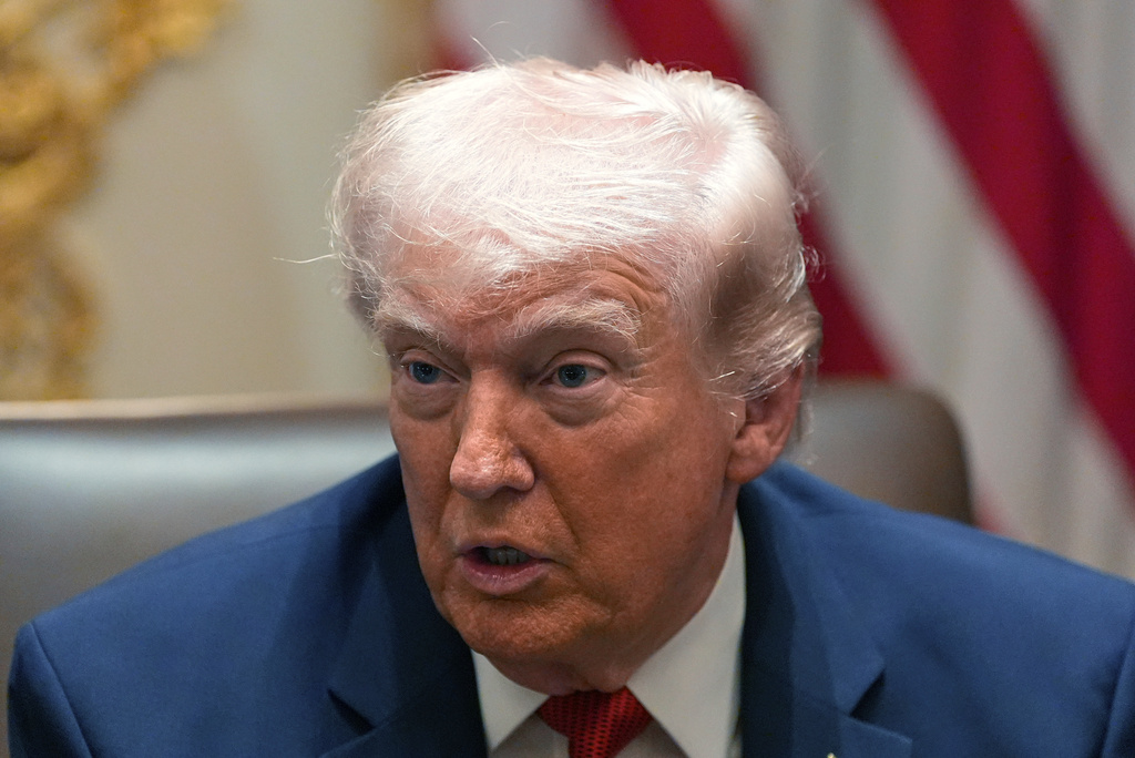 President Donald Trump speaks during a Cabinet meeting at the White House, Thursday, March 26, 2026, in Washington. 