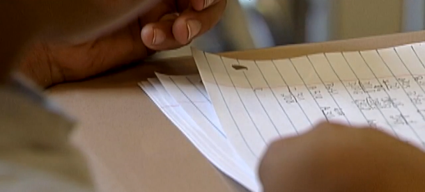 Student with paper