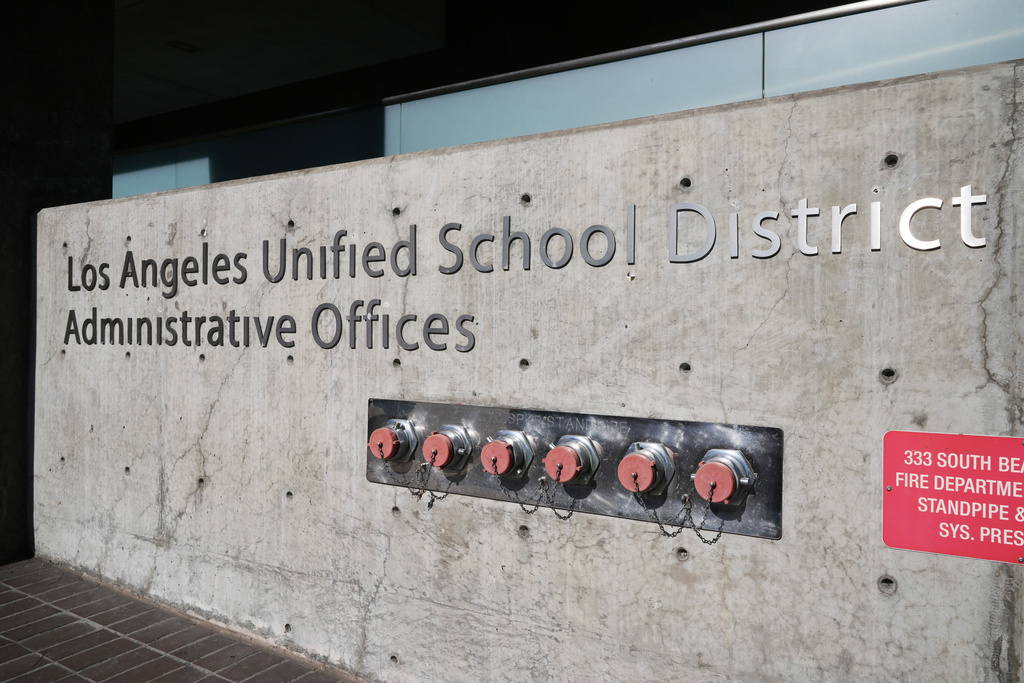 The exterior of LAUSD headquarters is shown Wednesday, Feb. 25, 2026, in Los Angeles. 