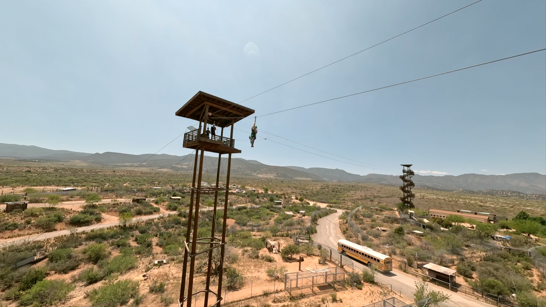 Zip Line over exotic animals at Out of Africa Wildlife Park in Camp Verde