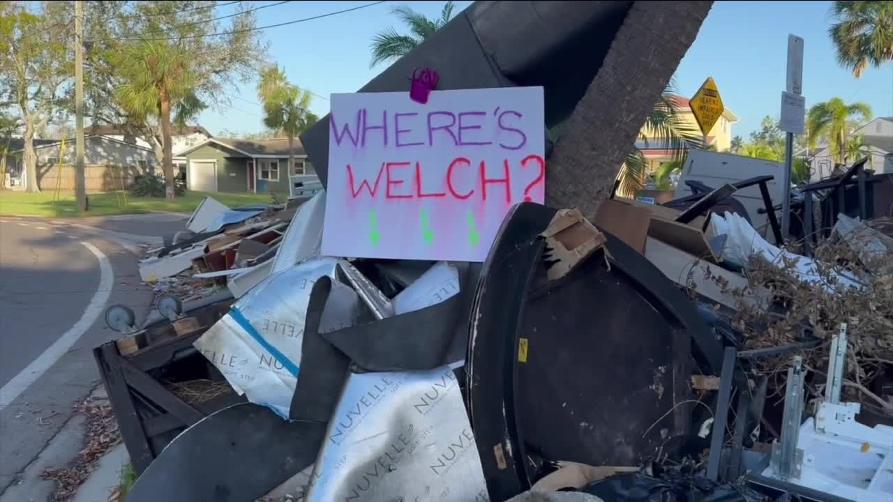 Shore Acres debris piles from hurricanes