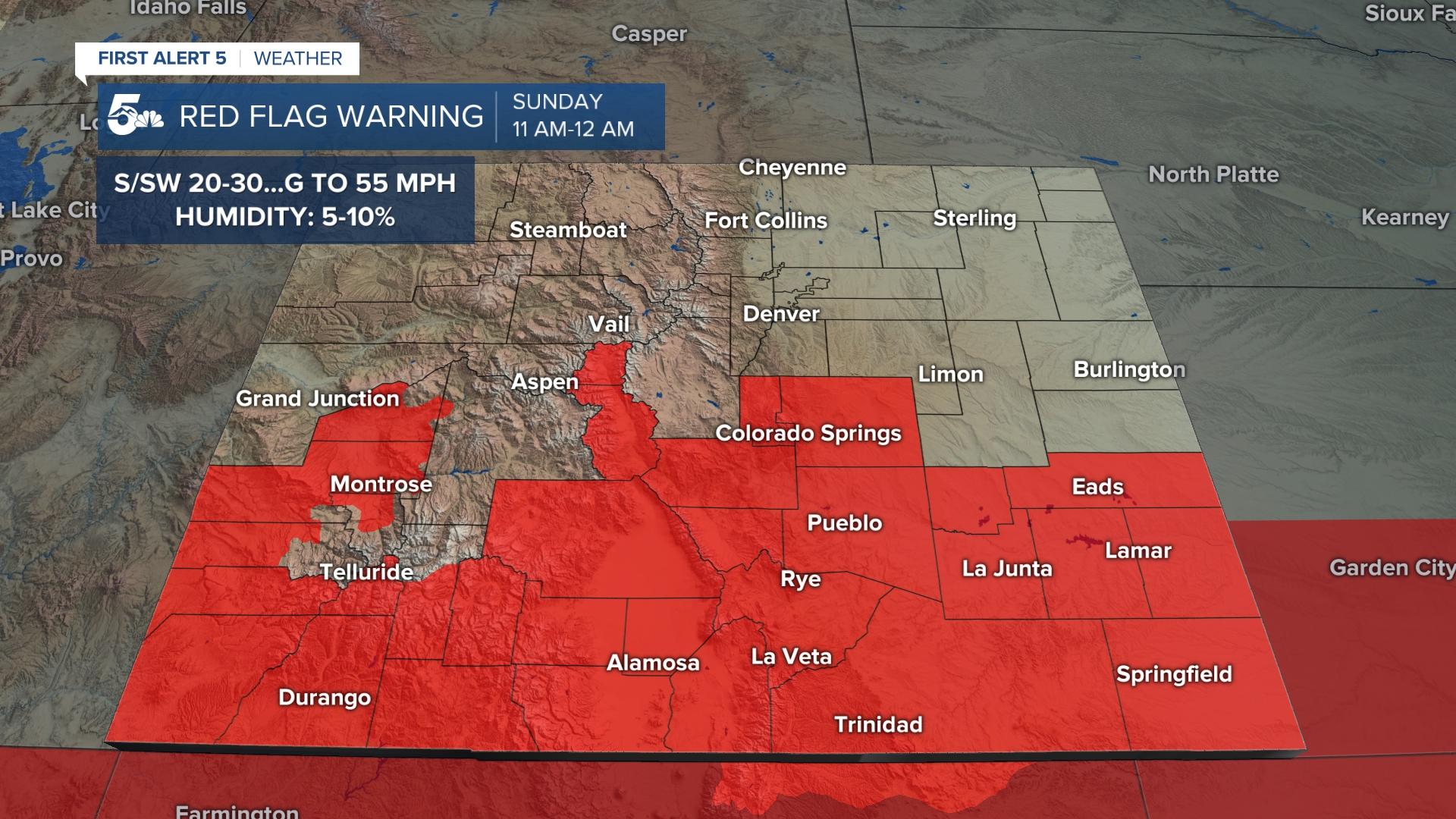 Sunday's Red Flag Warnings
