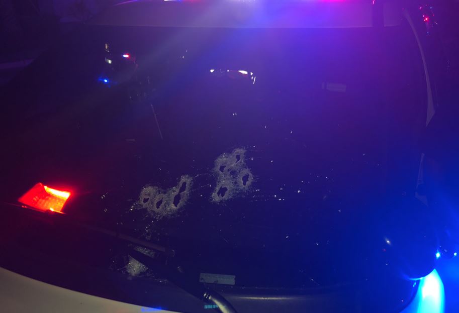Bullet holes in deputy's vehicle after Vero Beach Walmart shootout