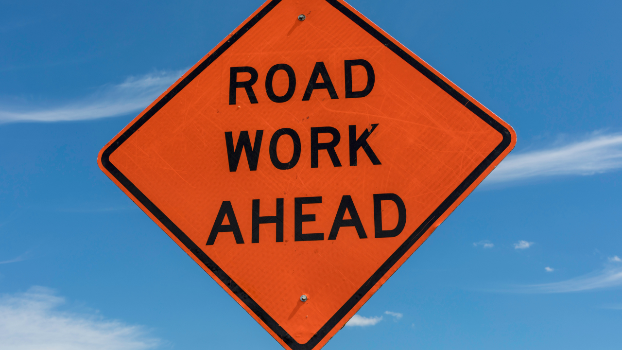 Road Work Ahead sign