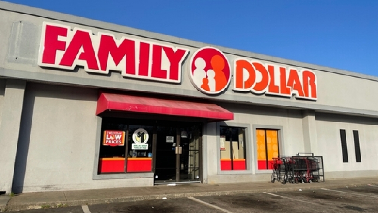 Entrance to a Family Dollar store.