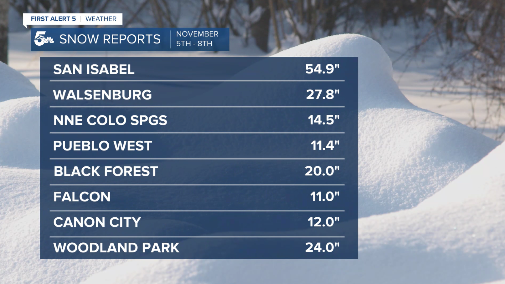 Snow storm totals