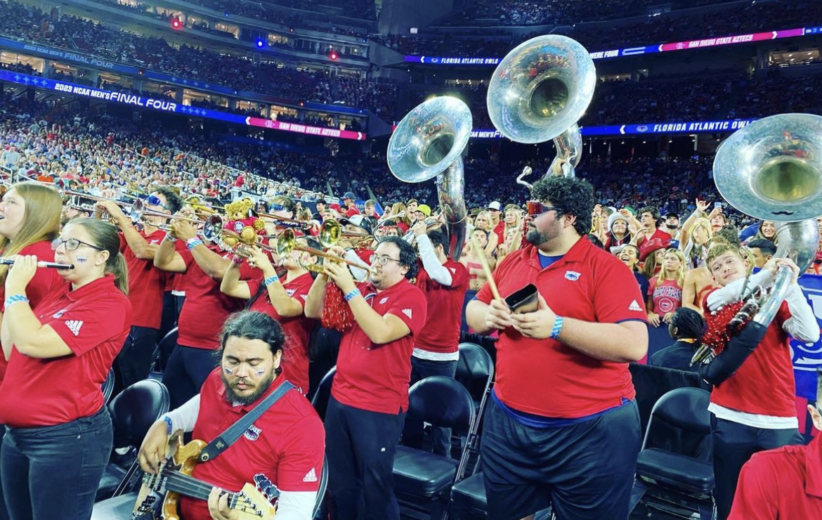 Noah Goins FAU cowbell player
