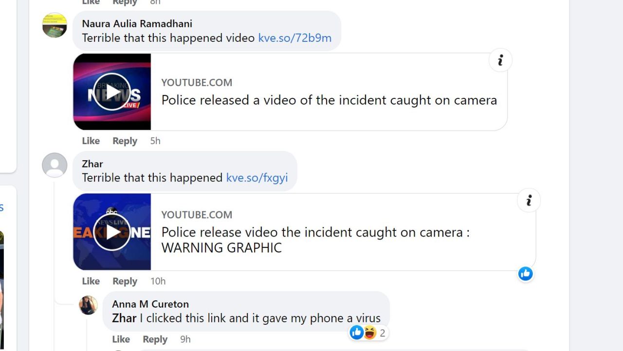 Spammers using bogus Youtube links