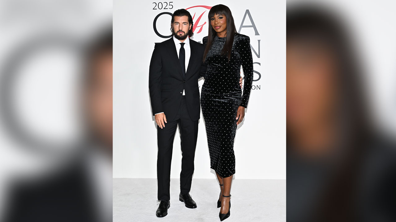 FILE - Andrea Preti, left, and Venus Williams attend the CFDA Fashion Awards, hosted by The Council of Fashion Designers of America, at The American Museum of Natural History on Monday, Nov. 3, 2025, in New York. 