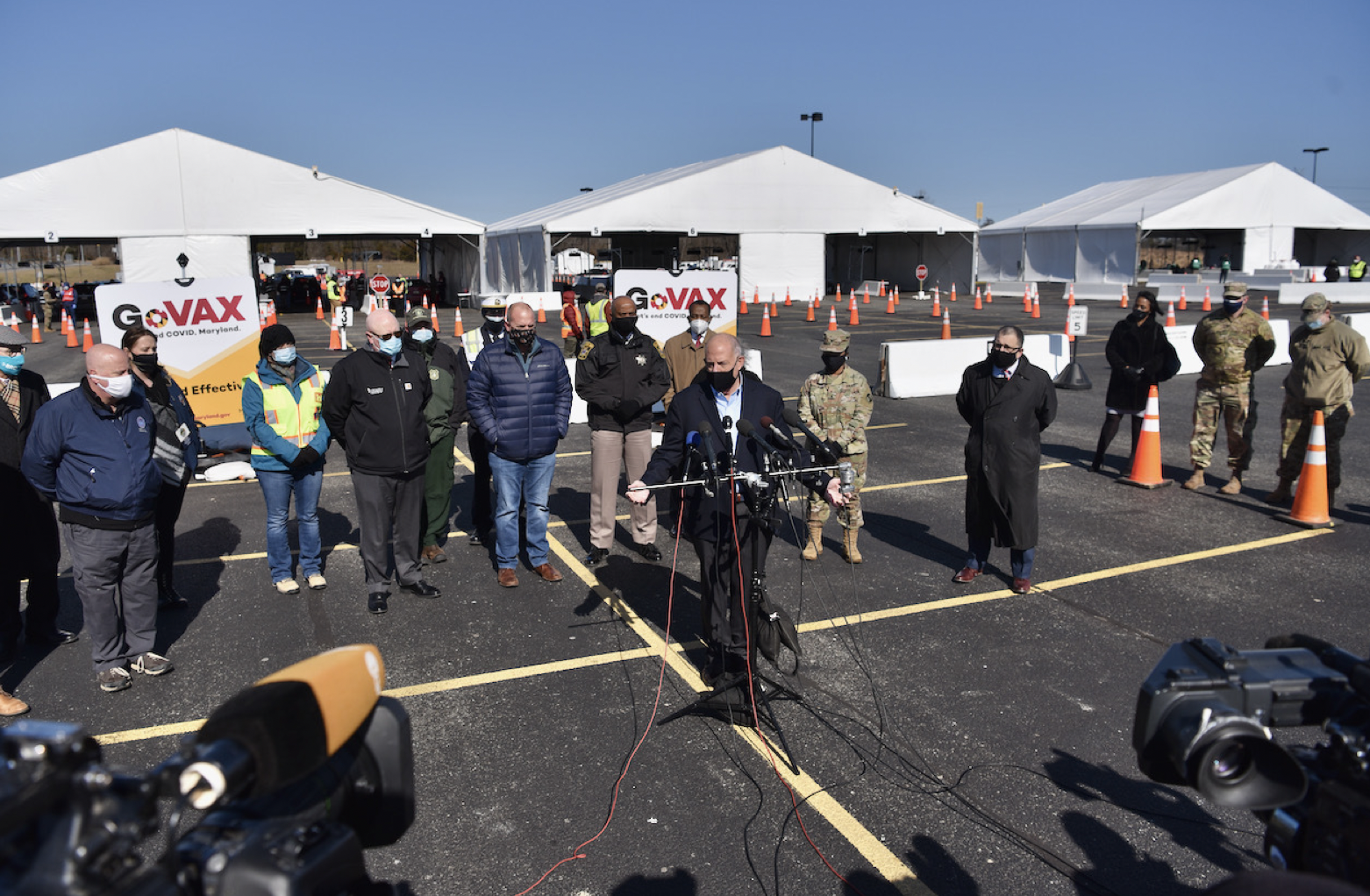 Gov. Hogan visits new mass vaccination site at Regency Furniture Stadium in Waldorf