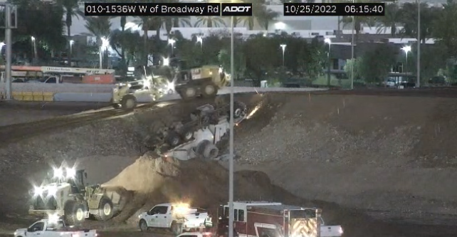 Broadway truck rollover