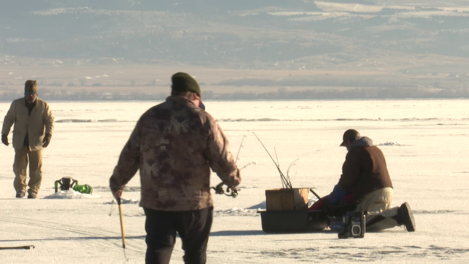 Ice fishing on Canyon Ferry Lake (January 2023)