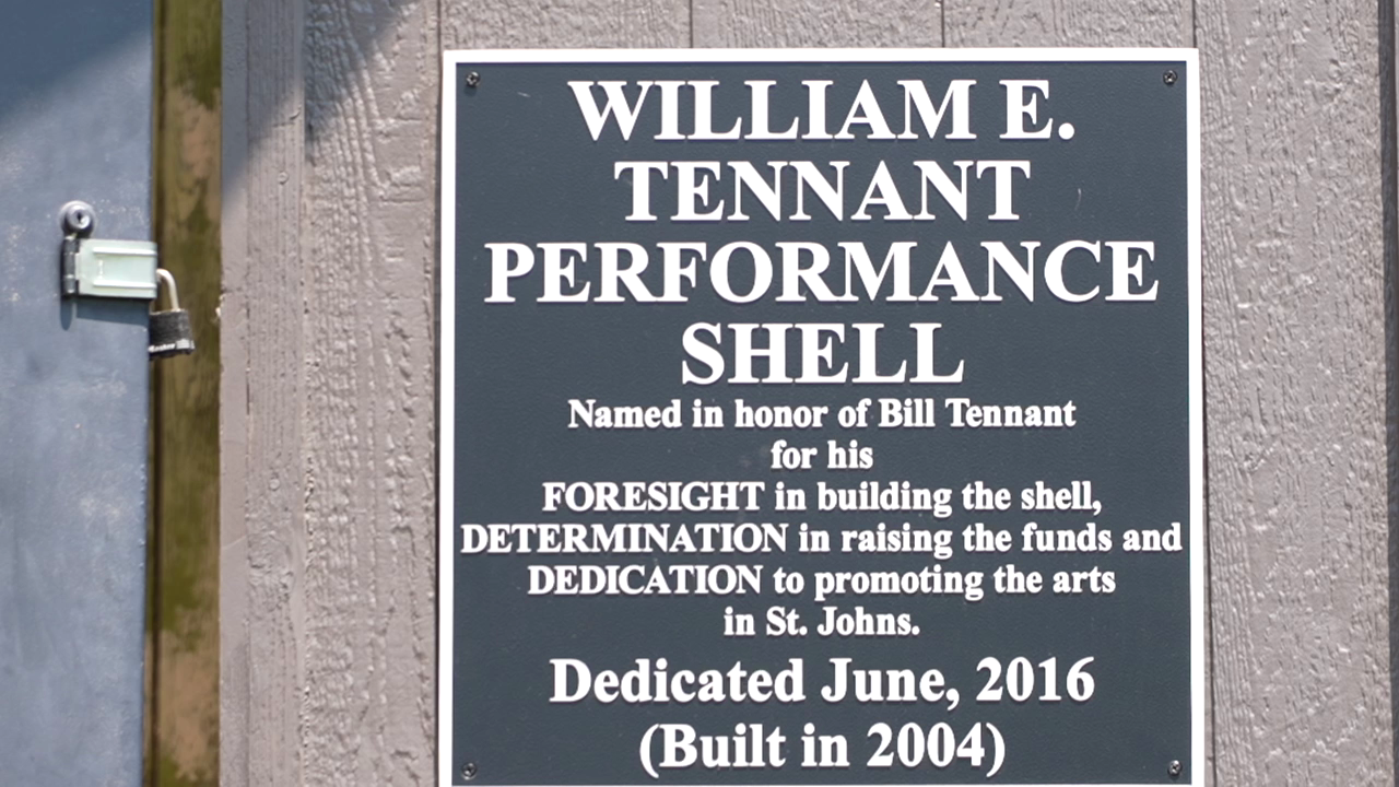 The William E. Tennant Performance Shell in St. Johns City Park