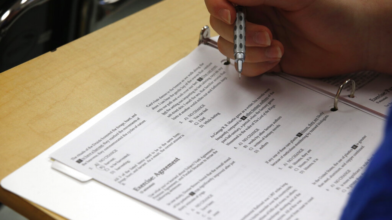 A student takes a standardized test.