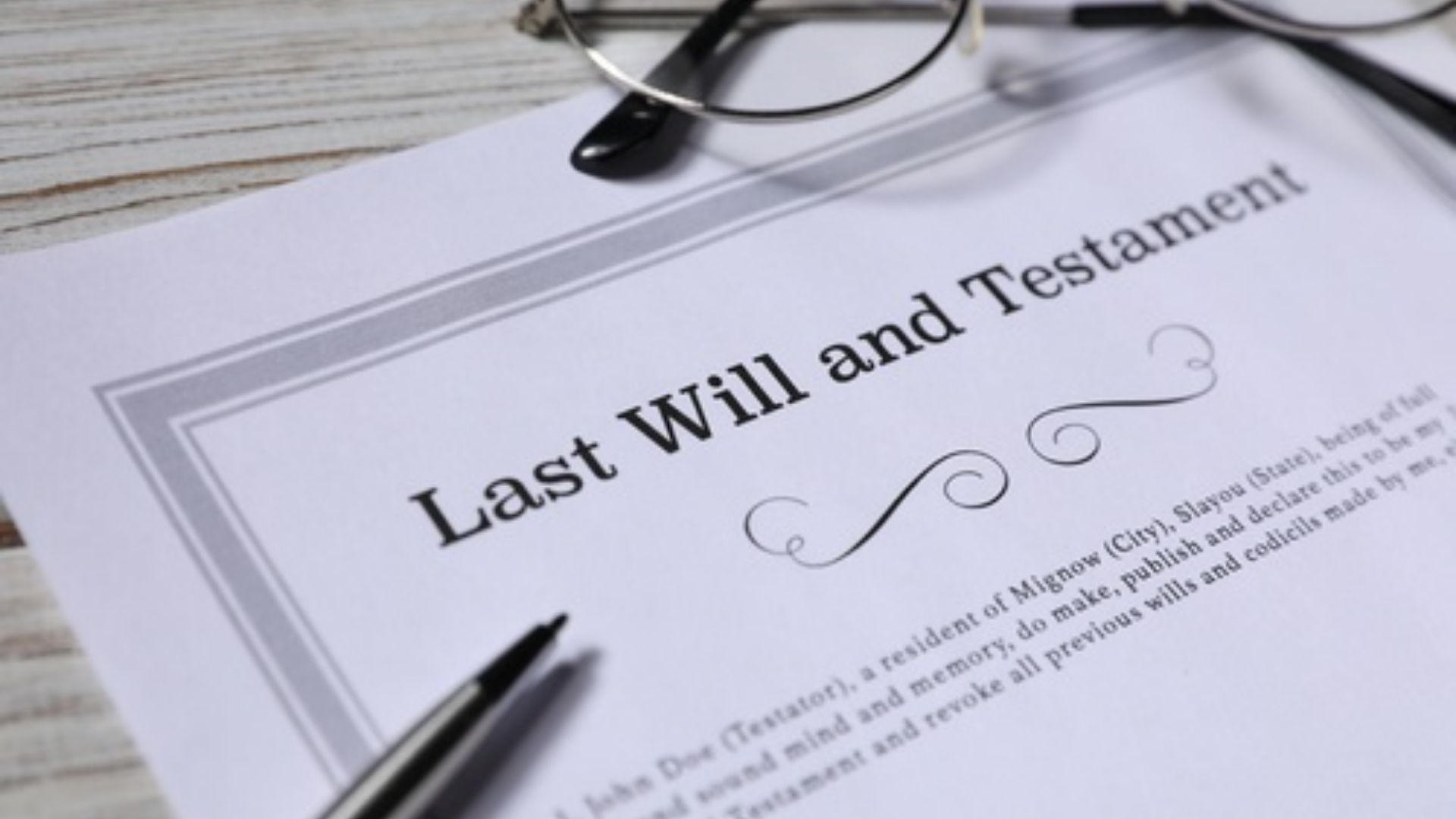 Stock image of a last will and testament.