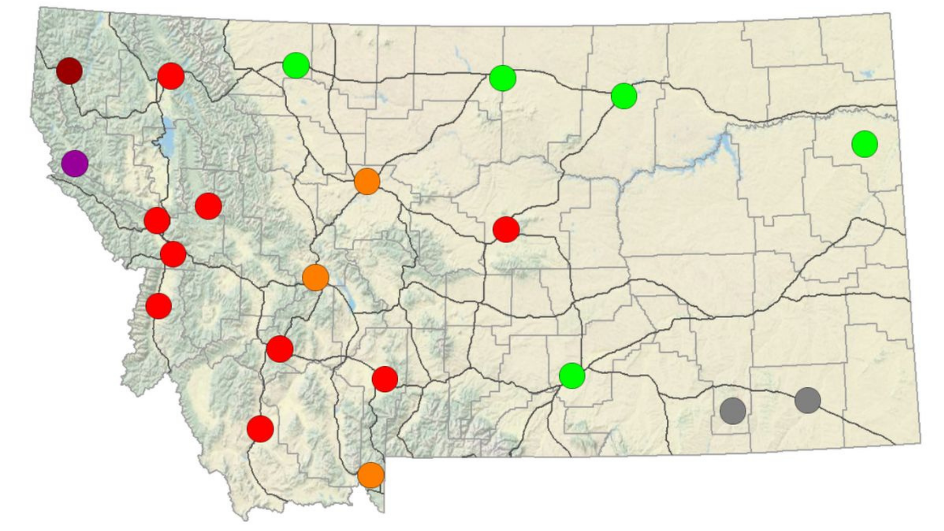 Air quality levels in Montana on Monday, September 14