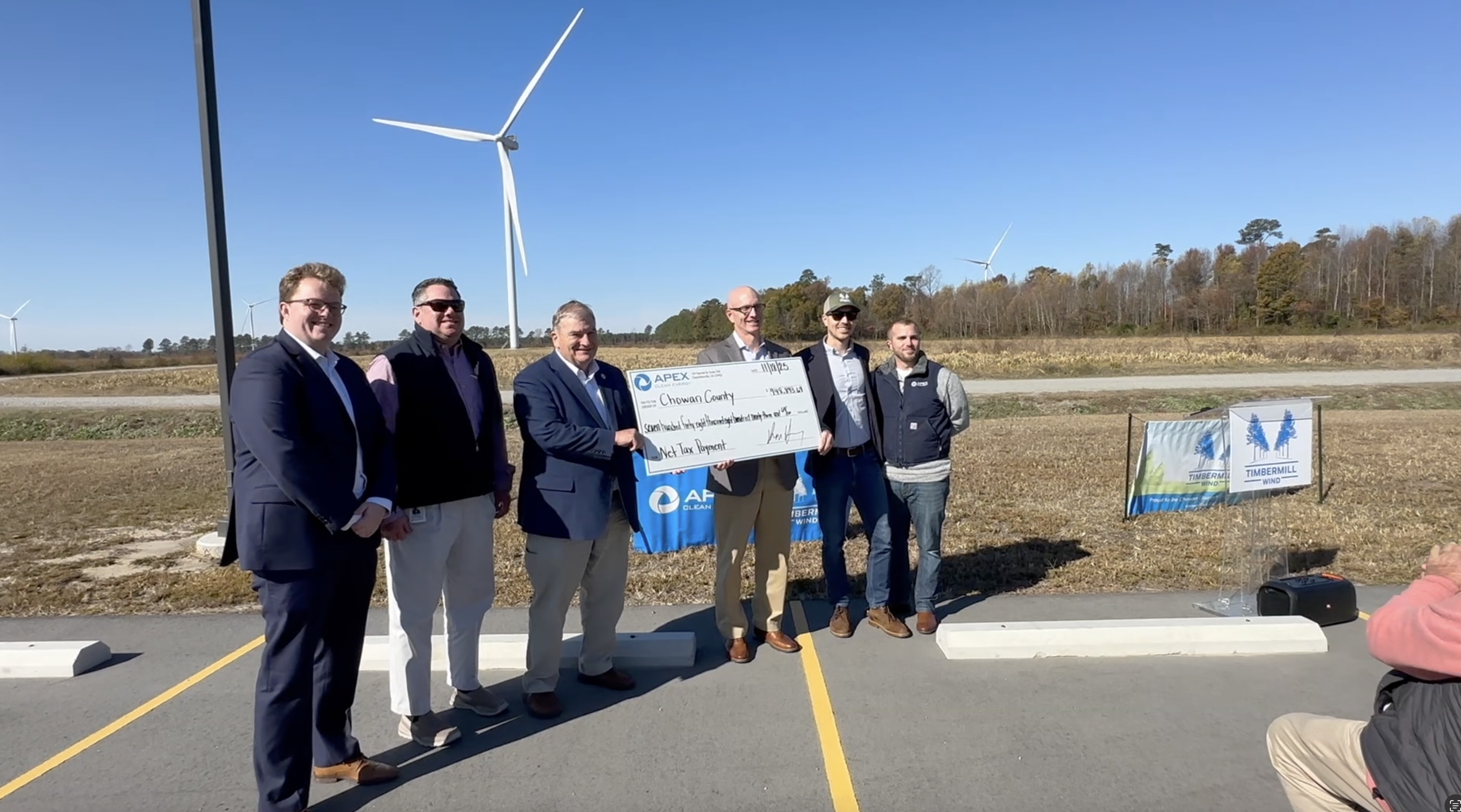 Timbermill Wind Historic Tax Revenue to Chowan County